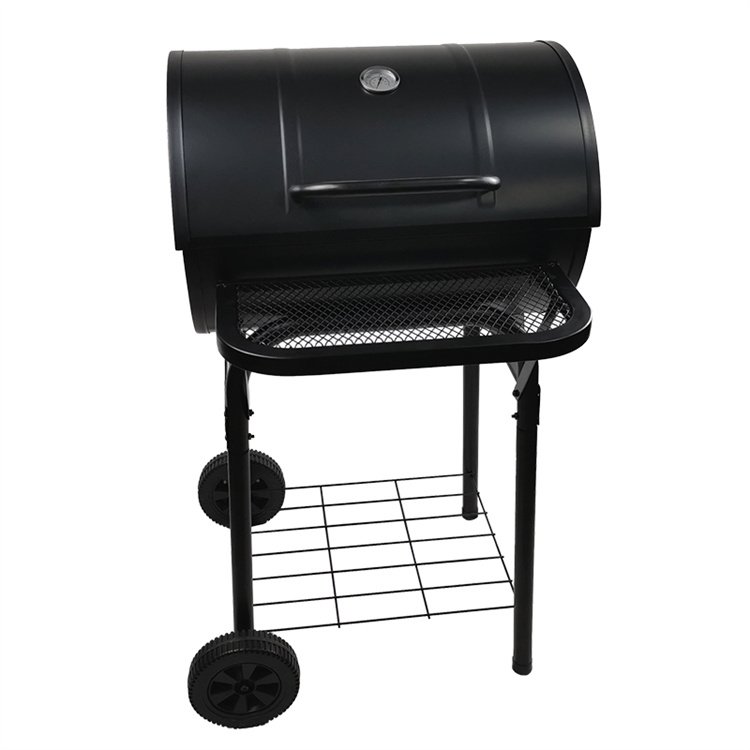 Barrel style charcoal grill