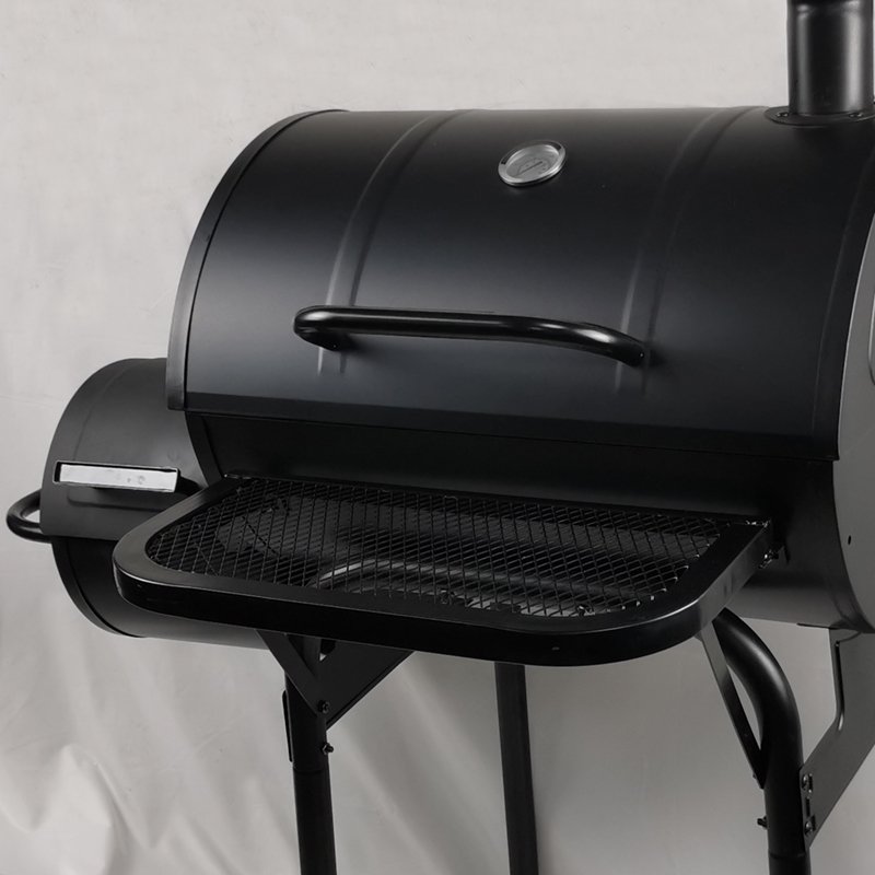 Front shelf of offset smoker