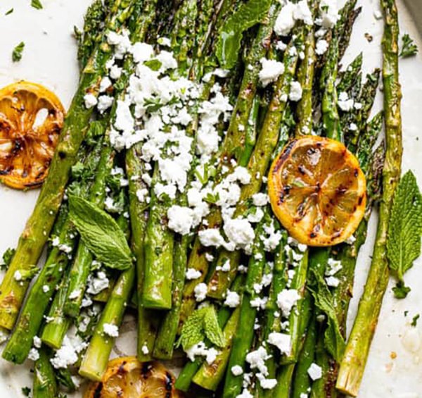 Grilling Asparagus with Feta and Lemon