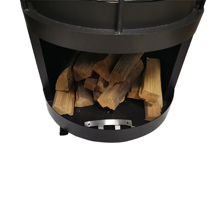 Outdoor Garden Black Wood Burning Chiminea With shelf