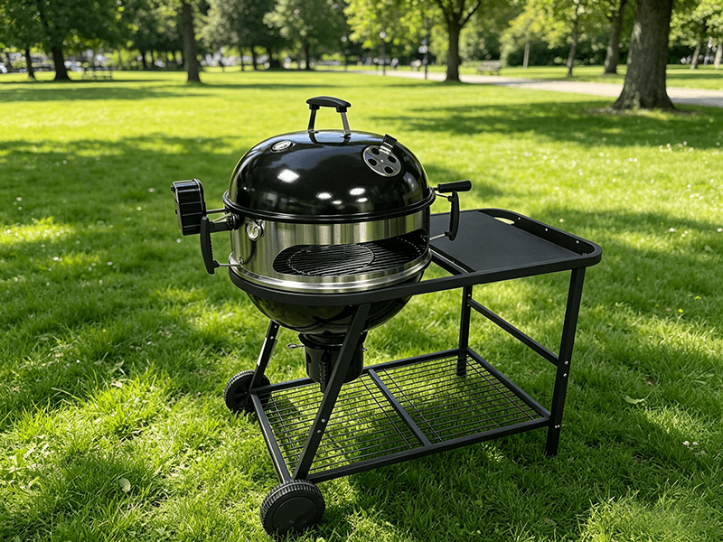 Kettle bbq grill with table